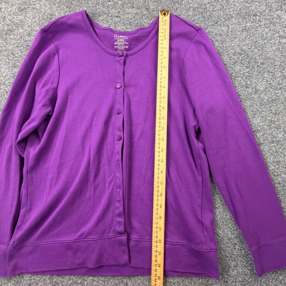 LL Bean Womens Purple Supima Cotton Button Front Cardigan Sweater M - Picture 3 of 9